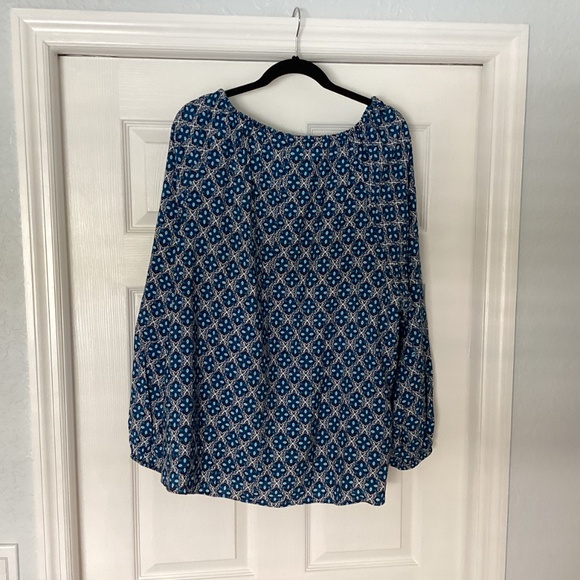 Lane Bryant NWT Boho Peasant Blouse Balloon sleeves SZ 24 Blue Paisley Hippie - Picture 3 of 11